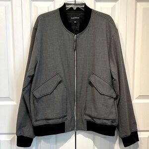 Club Monaco Men’s Black/Grey Houndstooth Zip‎ Up Lined Jacket Size XL